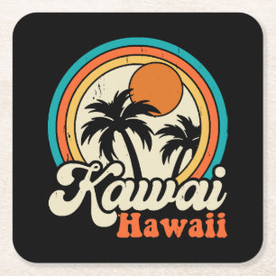 Posavasos Cuadrado De Papel Surfing Kawaii Hawái