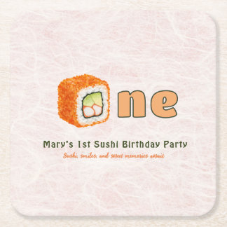 Posavasos Cuadrado De Papel Sushi- 1st Birthday