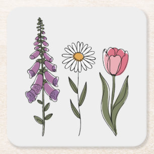 Posavasos Cuadrado De Papel Sutil Anti-Trump - Tulipán de dedalera de margarit