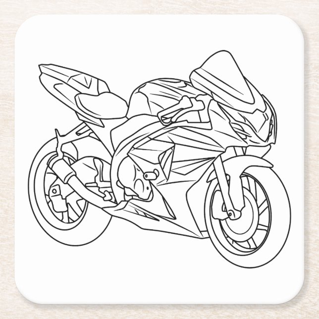 Posavasos Cuadrado De Papel Suzuki GSX-R Line art (Anverso)