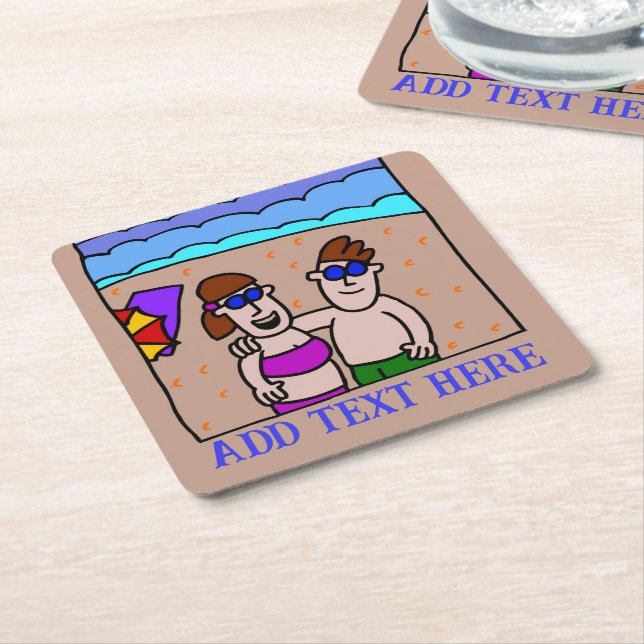 Posavasos Cuadrado De Papel Swain Suit Woman , añada texto, Coaster (En perspectiva)