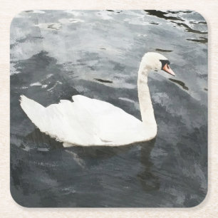 Posavasos Cuadrado De Papel Swan impresionista