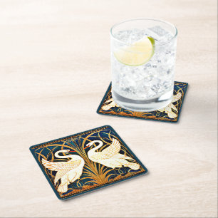 Posavasos Cuadrado De Papel Swan y Rush e Iris,