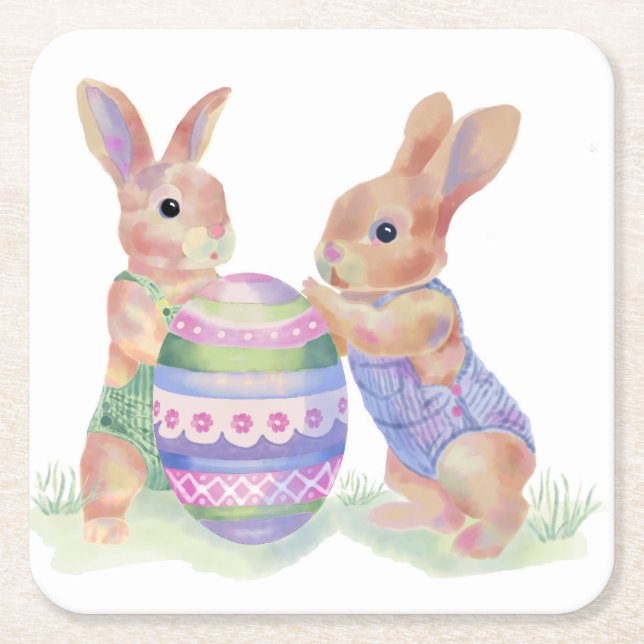 Posavasos Cuadrado De Papel Sweet Bunny Coaster (Anverso)