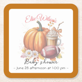 Posavasos Cuadrado De Papel Sweet little pumpkin is on the way