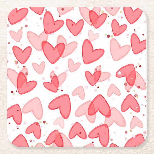 Posavasos Cuadrado De Papel Sweetheart Baby Shower Valentine  (Anverso)
