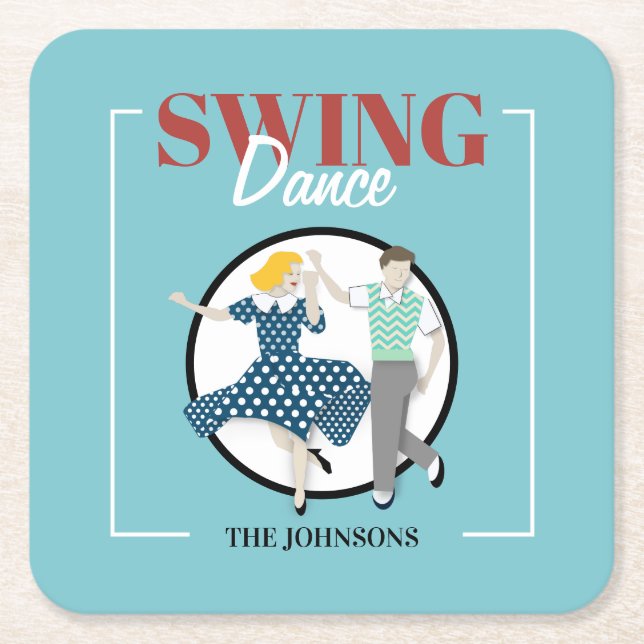 Posavasos Cuadrado De Papel Swing Dance (Anverso)