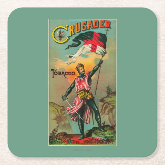 Posavasos Cuadrado De Papel Tabaco LabelPetersburg, VA del cruzado (Anverso)