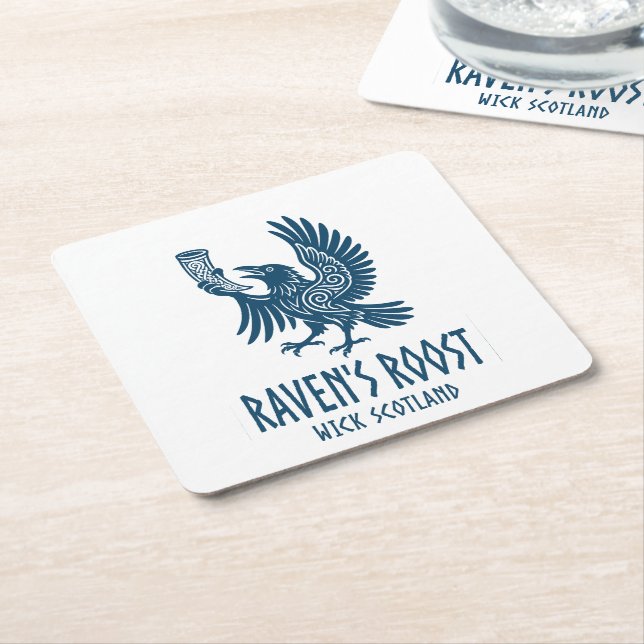 Posavasos Cuadrado De Papel Taberna Raven's Roost Wick Escocia (En perspectiva)