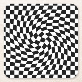 Posavasos Cuadrado De Papel Tablero de cheques con alambre de blanco y negro