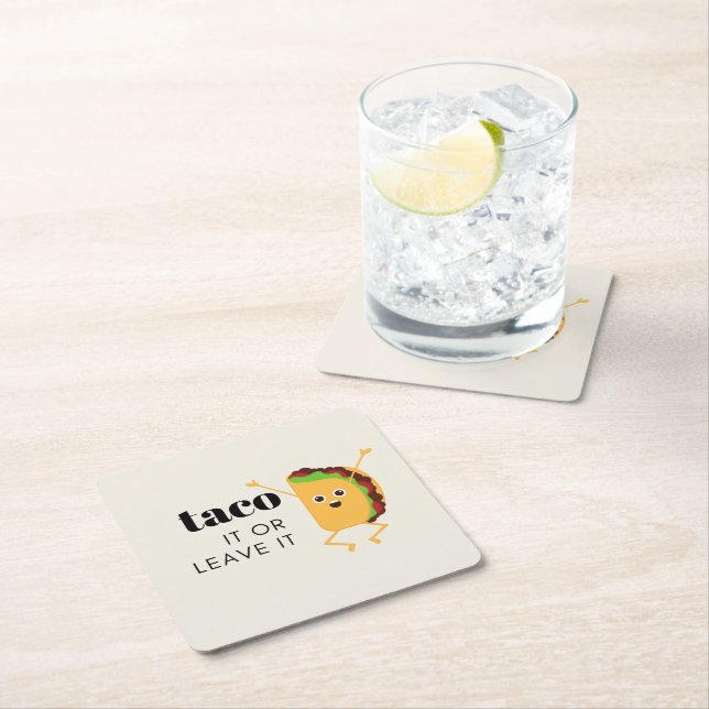 Posavasos Cuadrado De Papel Taco Fiesta Coasters (In situ)