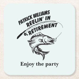 Posavasos Cuadrado De Papel tambaleo de retiro en la barra de pesca de jubilac