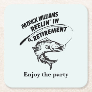 Posavasos Cuadrado De Papel tambaleo de retiro en la barra de pesca de jubilac