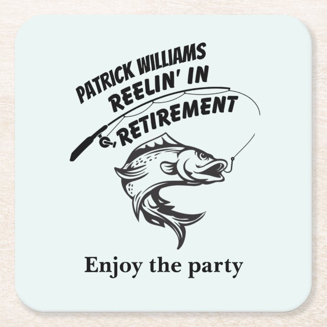 Posavasos Cuadrado De Papel tambaleo de retiro en la barra de pesca de jubilac (Anverso)