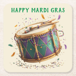 Posavasos Cuadrado De Papel Tambor festivo de Mardi Gras