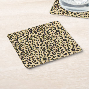 Posavasos Cuadrado De Papel Tan Leopard Print