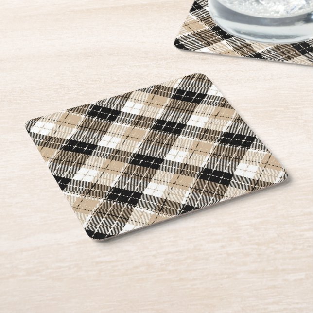 Posavasos Cuadrado De Papel Tan y chile negro (En perspectiva)