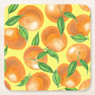 Posavasos Cuadrado De Papel Tangerinas acuáticas