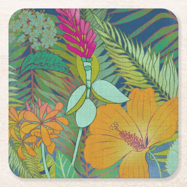 Posavasos Cuadrado De Papel Tapiz tropical II (Anverso)