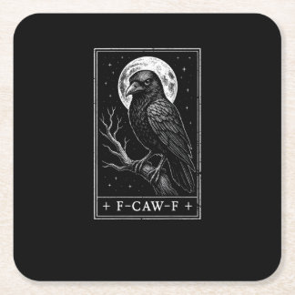 Posavasos Cuadrado De Papel Tarjeta de Cuervo F-Caw-F Divertida Parte Trasera