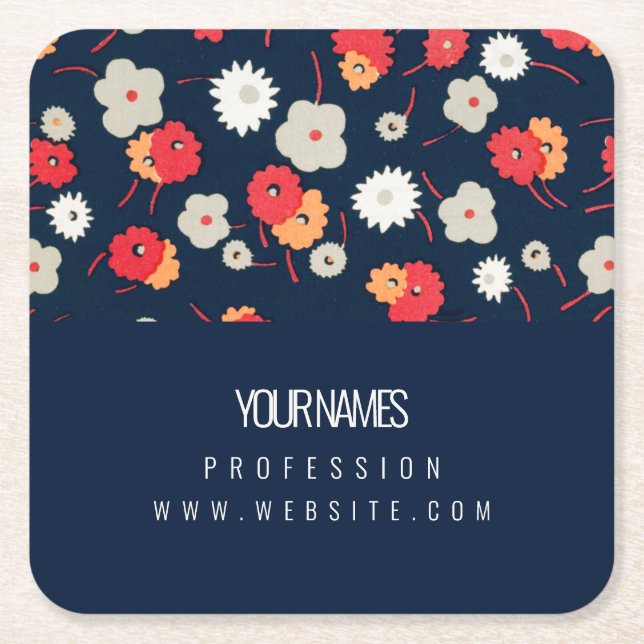 POSAVASOS CUADRADO DE PAPEL TARJETA DE NEGOCIO DE PAPEL COASTER: BLOSSOM WOODC (Anverso)