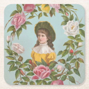 Posavasos Cuadrado De Papel Tarjeta del Día de San Valentín alemana vintage ki