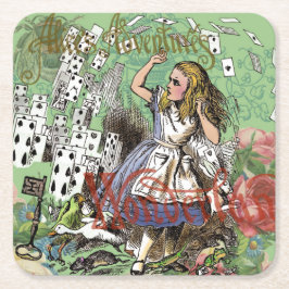 Posavasos Cuadrado De Papel tarjetas alice conejo de sombrerero de wonderland