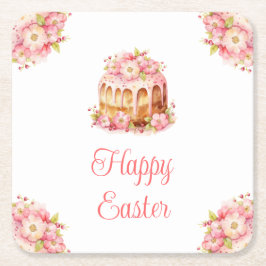 Posavasos Cuadrado De Papel Tarta de primavera brunch de Pascua
