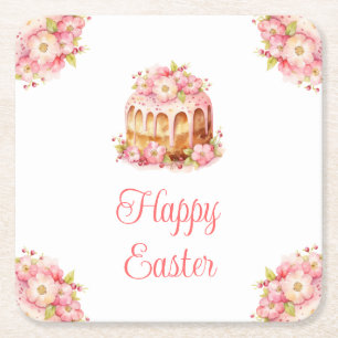 Posavasos Cuadrado De Papel Tarta de primavera brunch de Pascua