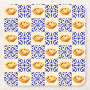 Posavasos Cuadrado De Papel Tarta Portuguesa y Azulejos