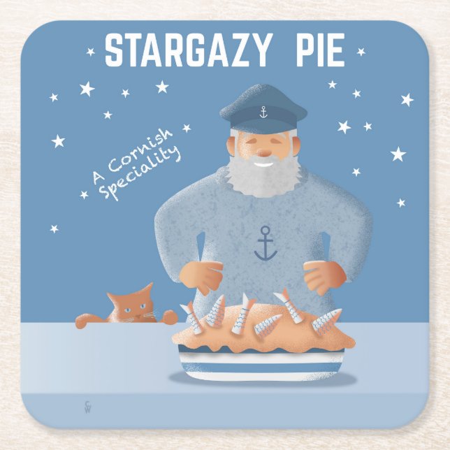 Posavasos Cuadrado De Papel Tarta Stargazy (Anverso)