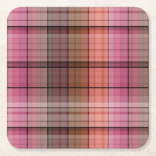 Posavasos Cuadrado De Papel Tartan marrón