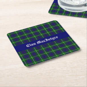 Posavasos Cuadrado De Papel Tartan Personalizable del Clan MacIntyre