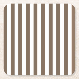 Posavasos Cuadrado De Papel Taupe y rayas de caramelo blanco