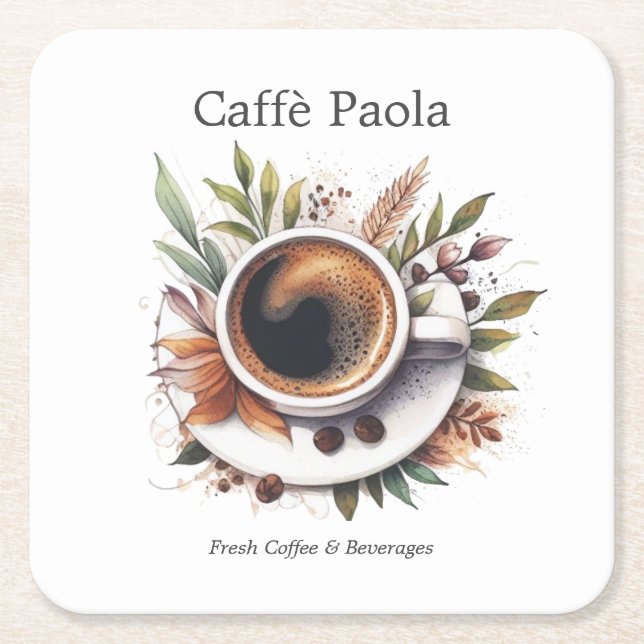 Posavasos Cuadrado De Papel taza de café acuático (Anverso)