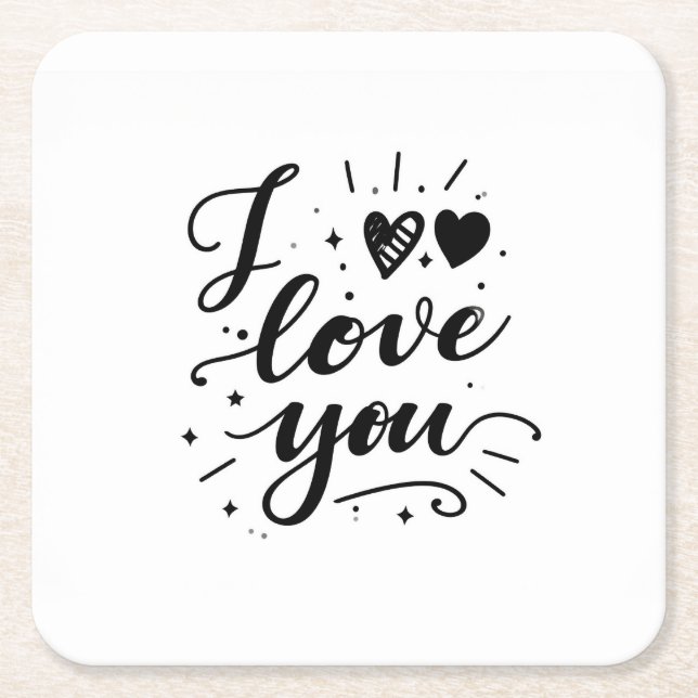 Posavasos Cuadrado De Papel te amo (Anverso)