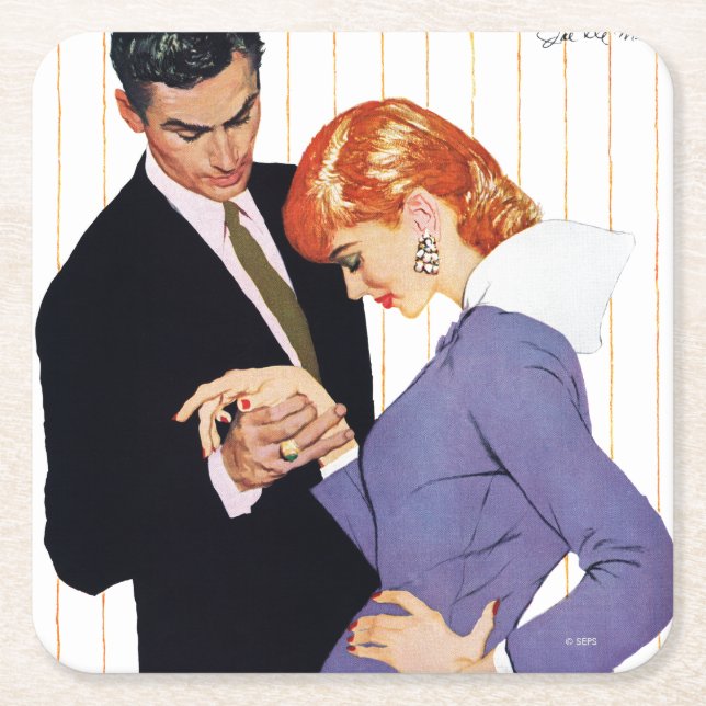 Posavasos Cuadrado De Papel Te Amo, Mamá Chica (Anverso)