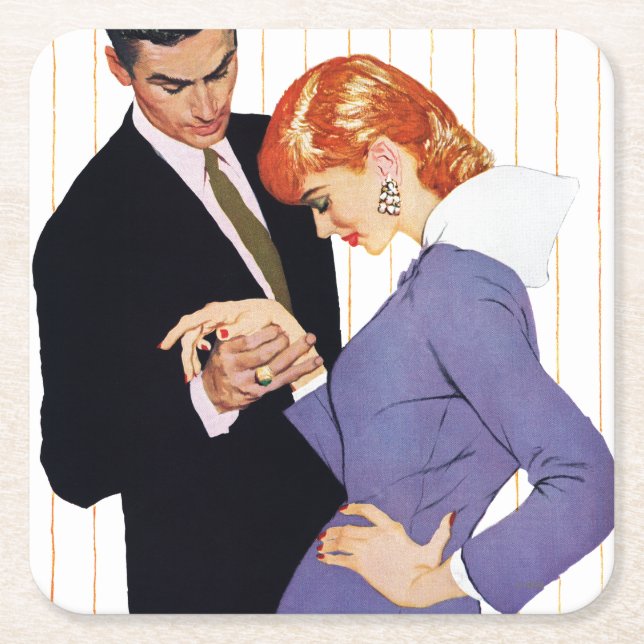 Posavasos Cuadrado De Papel Te amo, mamá Girl 2 (Anverso)