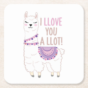Posavasos Cuadrado De Papel Te amo mucho - Llama divertida
