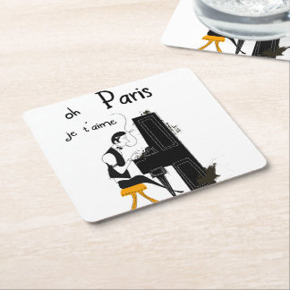 Posavasos Cuadrado De Papel te amo París