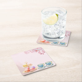 Posavasos Cuadrado De Papel Té para gemelos en baby shower
