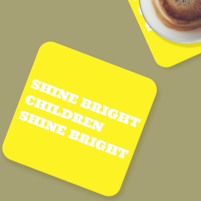 Posavasos Cuadrado De Papel Teacher Gift - Colourful Uplifting Paper Coaster (Shine Bright Children Shine Bright Coaster)