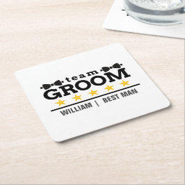 Posavasos Cuadrado De Papel Team Groom Best Man