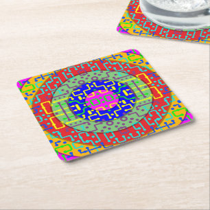 Posavasos Cuadrado De Papel Techno Circus