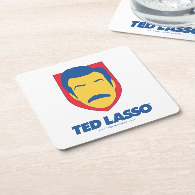 Posavasos Cuadrado De Papel Ted Lasso | Icono de cara (En perspectiva)
