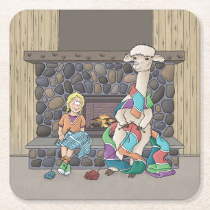 Posavasos Cuadrado De Papel Tejido de Alpaca