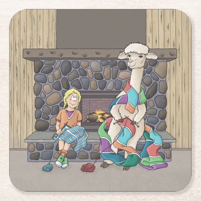 Posavasos Cuadrado De Papel Tejido de Alpaca (Anverso)