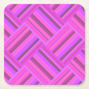Posavasos Cuadrado De Papel Tejido de rayas rosadas diagonal patrón
