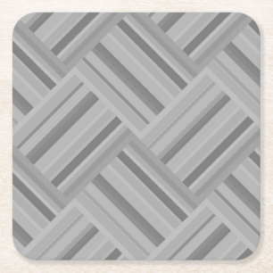 Posavasos Cuadrado De Papel Tejido diagonal de rayas grises