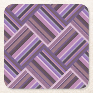Posavasos Cuadrado De Papel Tejido diagonal de rayas malvas